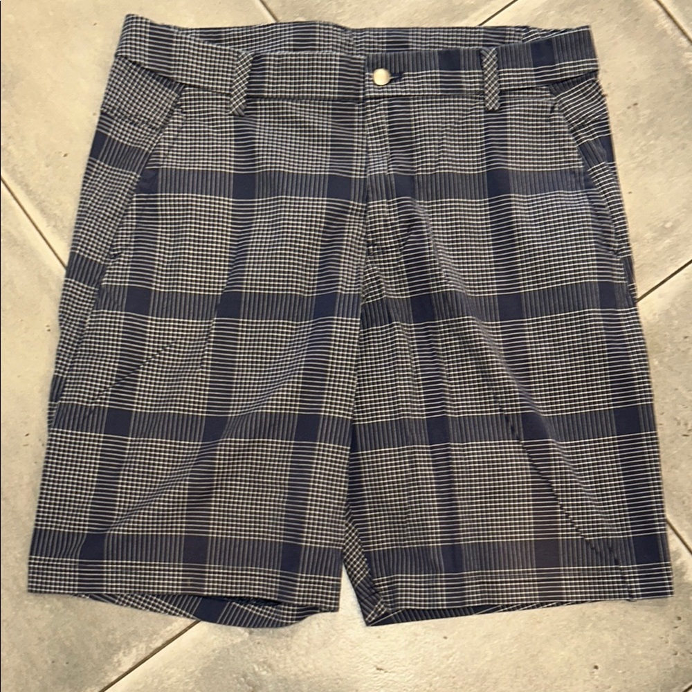 Lululemon Athletica Men's Plaid Shorts - Navy and White 36